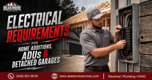 Electrician installing a subpanel and wiring for a detached garage in West Virginia